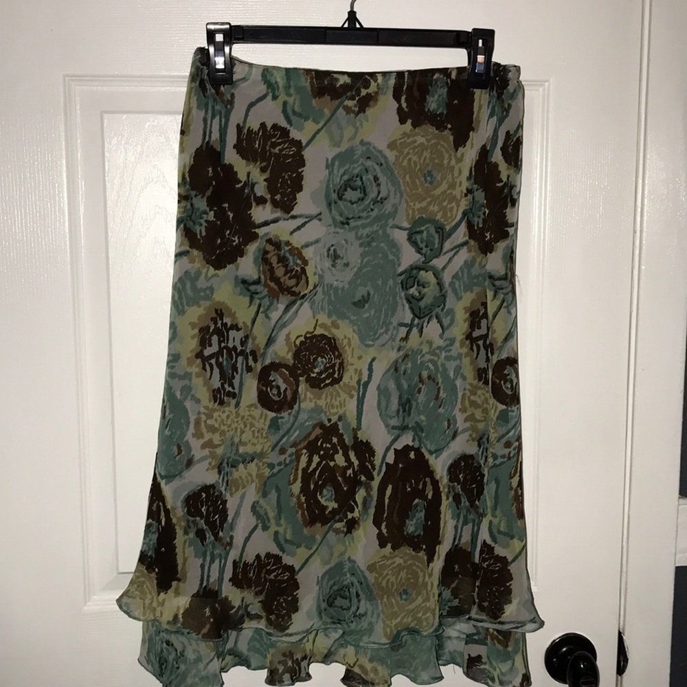 Cato Medium Turquoise/Brown elastic waist skirt.